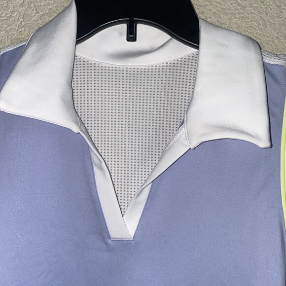 new athletic crop collar Tank Top mesh gold preppy Tennis pickleball XL ribbed - Picture 2 of 6